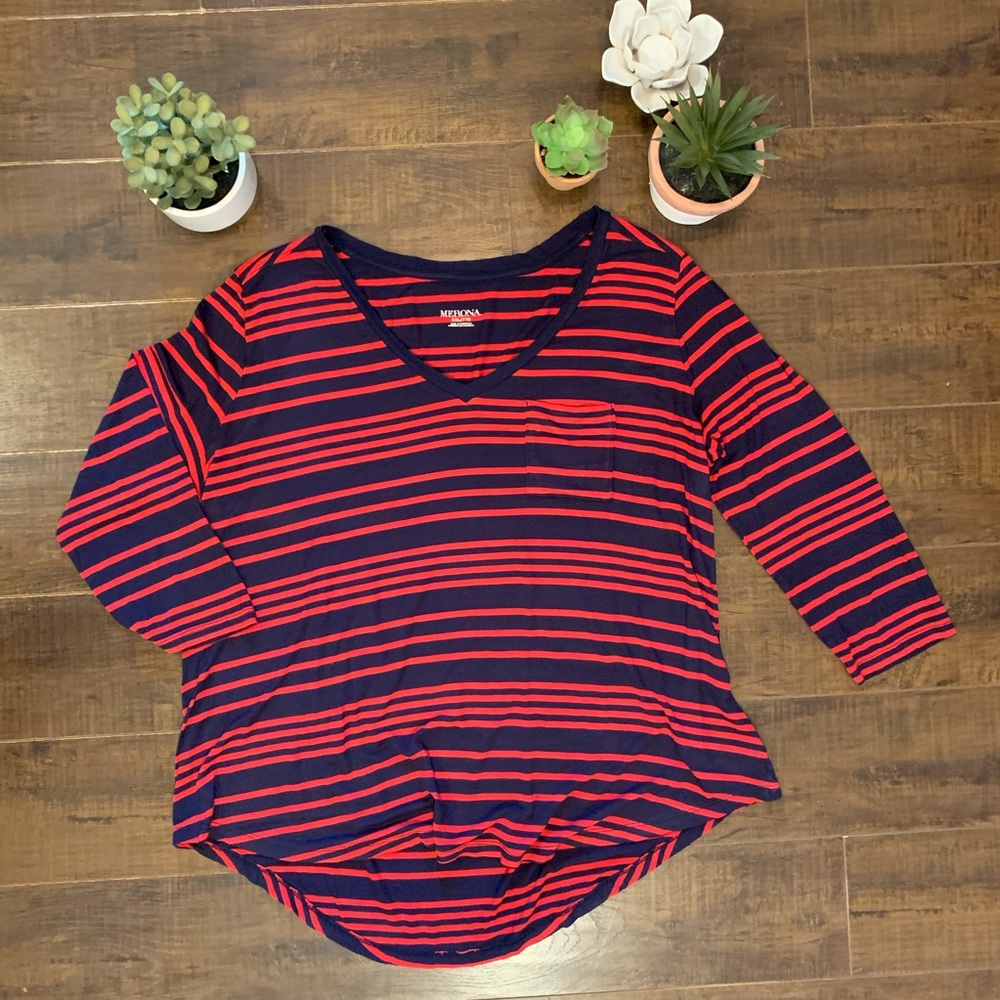 Merona blue and red striped shirt